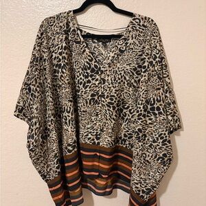 Melissa Paige Leopard Print Blouse with Stripes